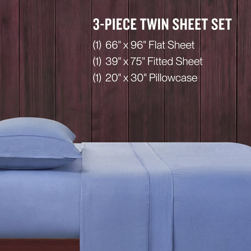Champion Elastic Logo Microfiber Sheet Set, Twin, Serenity Blue