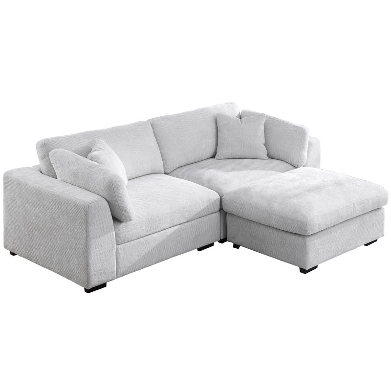 Canapé modulaire surdimensionné avec causeuse, canapé en chenille de 92,12 po, Gris clair