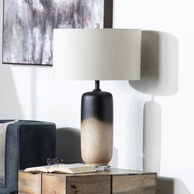 29" Crystal Table Lamp With Gray Shade