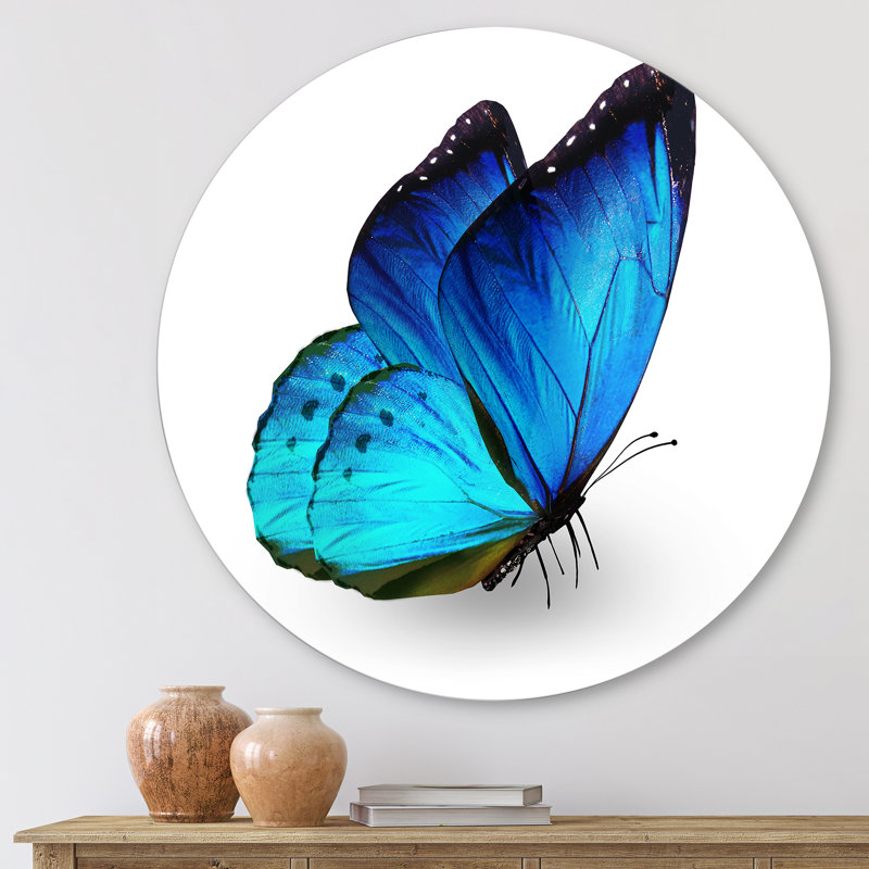 " Vibrant Blue Butterfly " Painting Print, 23" H x 23" W x 1" D