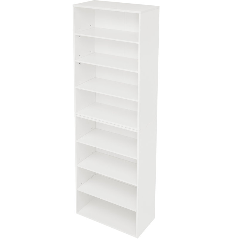 Multifunctional 8 - Layer Cd Bookcase, Adjustable Shelves, Detachable Into Two 4 , High Density , 32 Lbs Net Weight Double Shelf For And Books, Configuration, Height, White 71" Height