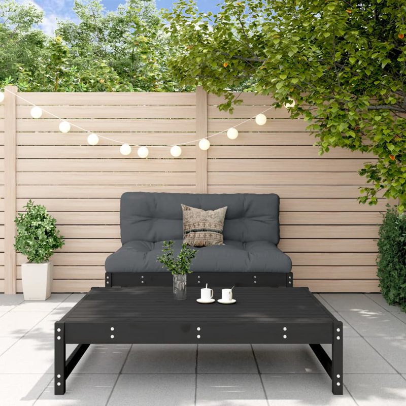 Alpen Home 2 Piece Garden Lounge Set White Solid Wood Pine, Black