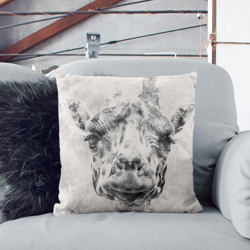 Wonderful Giraffe Cushion with Filling, White, 40cm H x 40cm W x 15cm D
