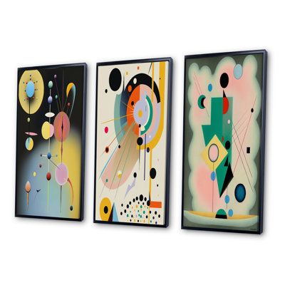 «Divine Secrets Retro Abstract Illustration VI», 3 pièces sur toile