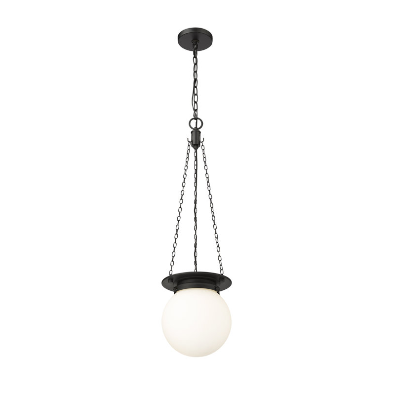 Luminaire suspendu unique à 1 lumière Zella, Blanc, Noir mat, H 82,75 po x l 9 po x P 9 po