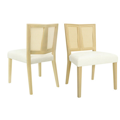Cendre et beige de 2 chaises de salle à manger sans accoudoirs avec élégance Mid-Century, sièges confortables, structure moderne en bois d'hévéa, coussins rembourrés doux, base, support de 300 lb