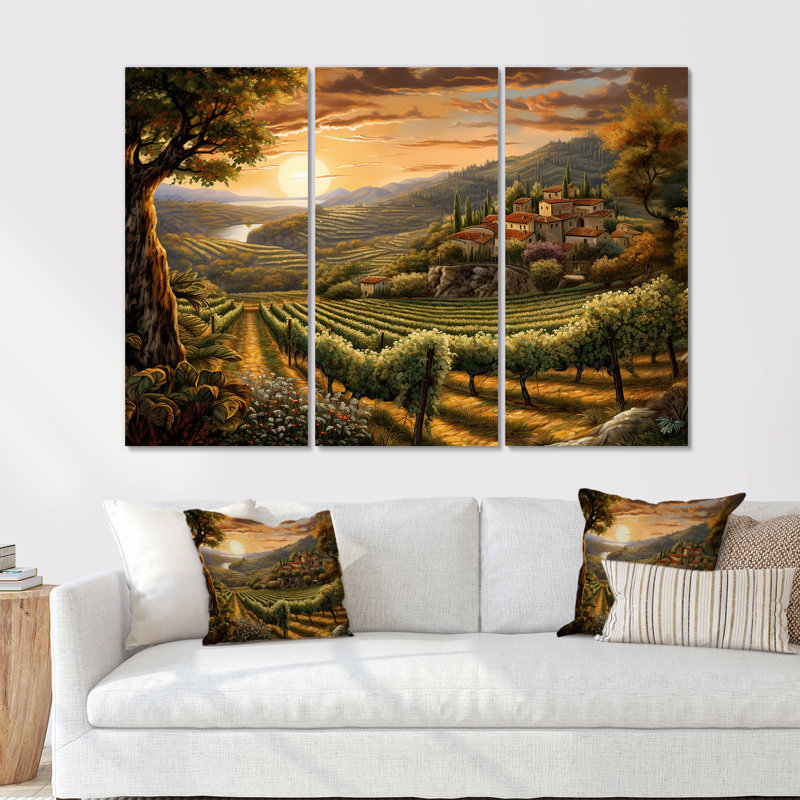 «Vineyard Charm», ensemble d'art sur toile Vineyard, H 28 po x l 36 po x P 1 po, Toile tendue