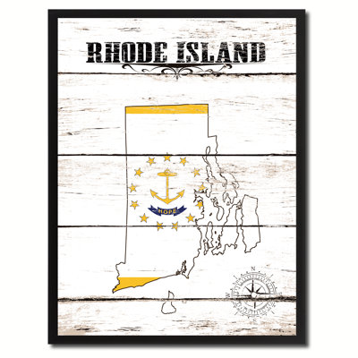 Rhode Island State Vintage Flag - Graphic Art Print on Canvas