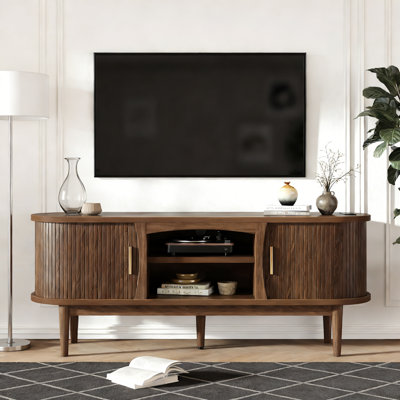 Meuble télé 58 po avec prises de courant Mid-Century Modern