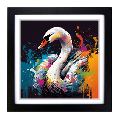 Swan Graphic Art - Framed Print