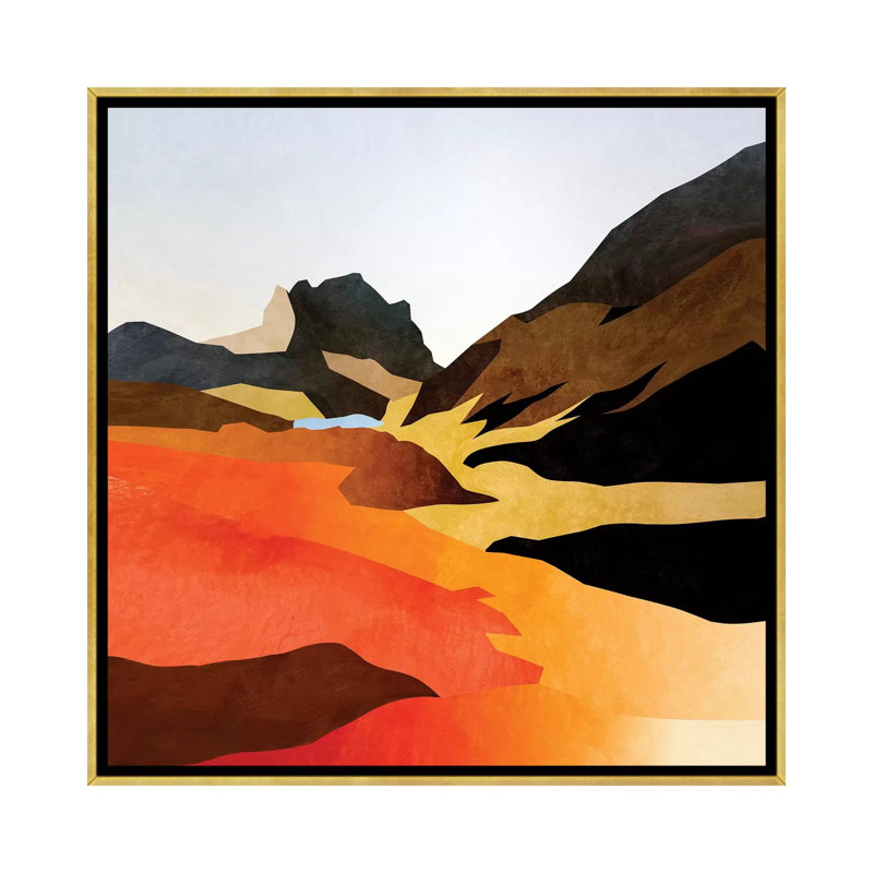 «Mountains Landscape Abstract» par Ana Rut Bré - impression d'art graphique, Toile encadrée d'or, Aucun mat