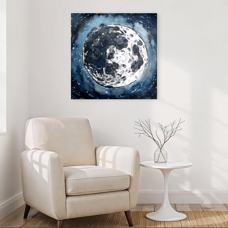 Cosmic Moon, paysage contemporain contemporain, art mural, H 32 po x l 32 po