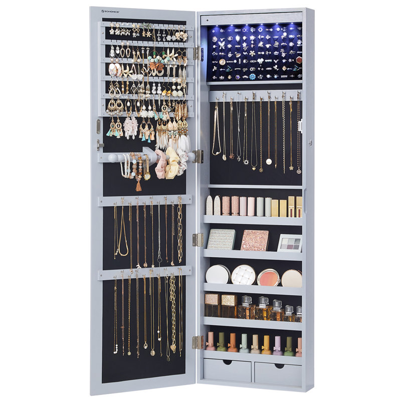 Askins 14.6'' Wide Over-the-Door Jewelry Armoire, Gray