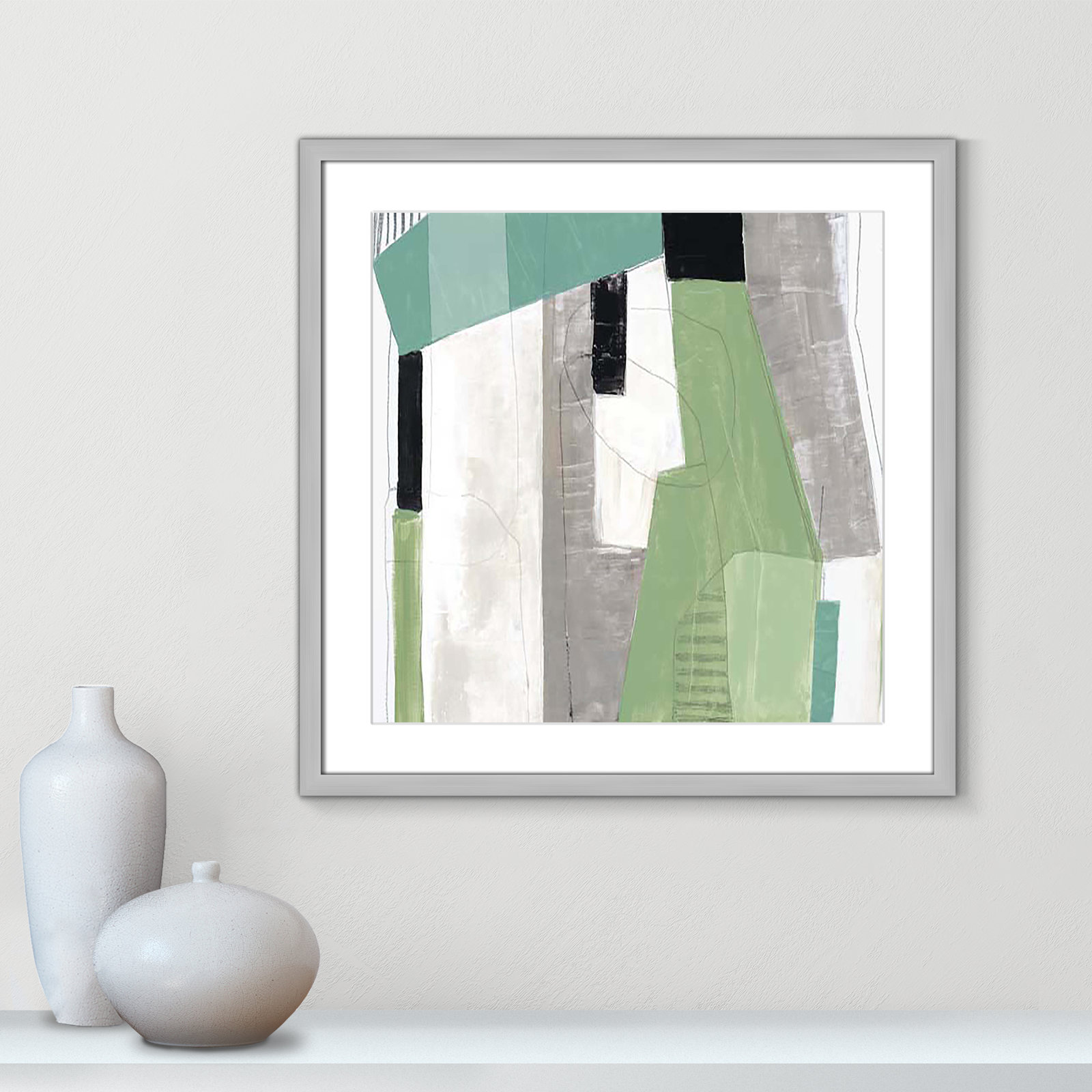 Evergreen Essence I Print, 23.5" H x 23.5" W x 1.25" D, Silver Box Framed