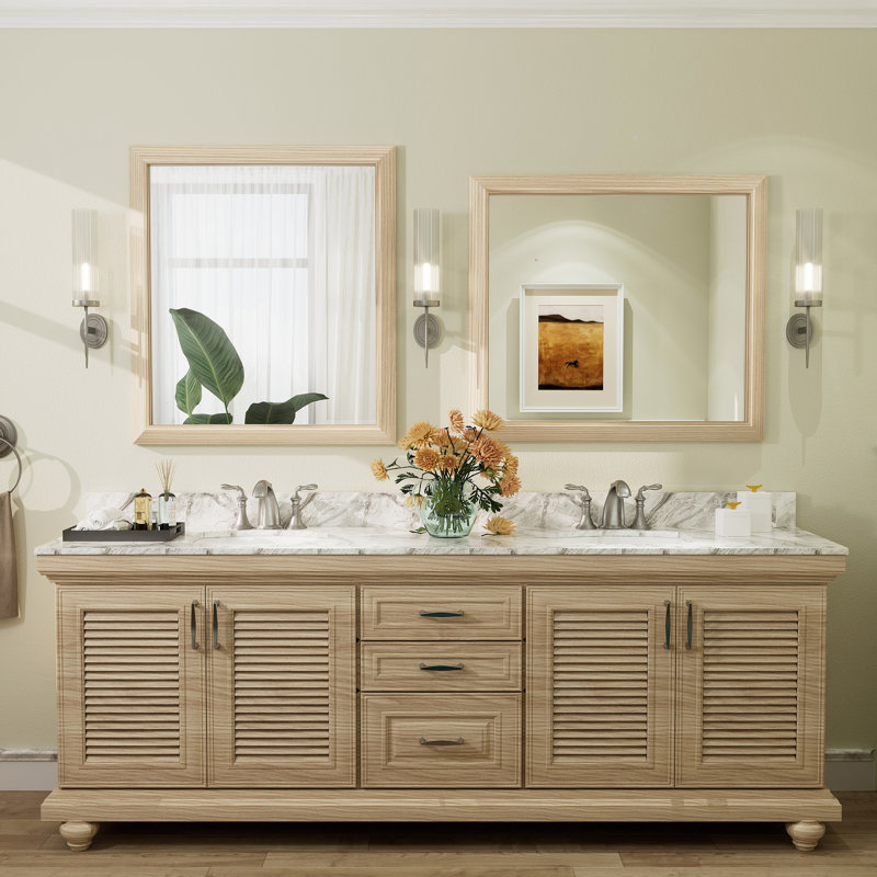 Miroir mural Amara, 36 po x 32 po, Bois jaune clair