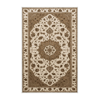 Machine Washable Tabriz Beige Area Rug