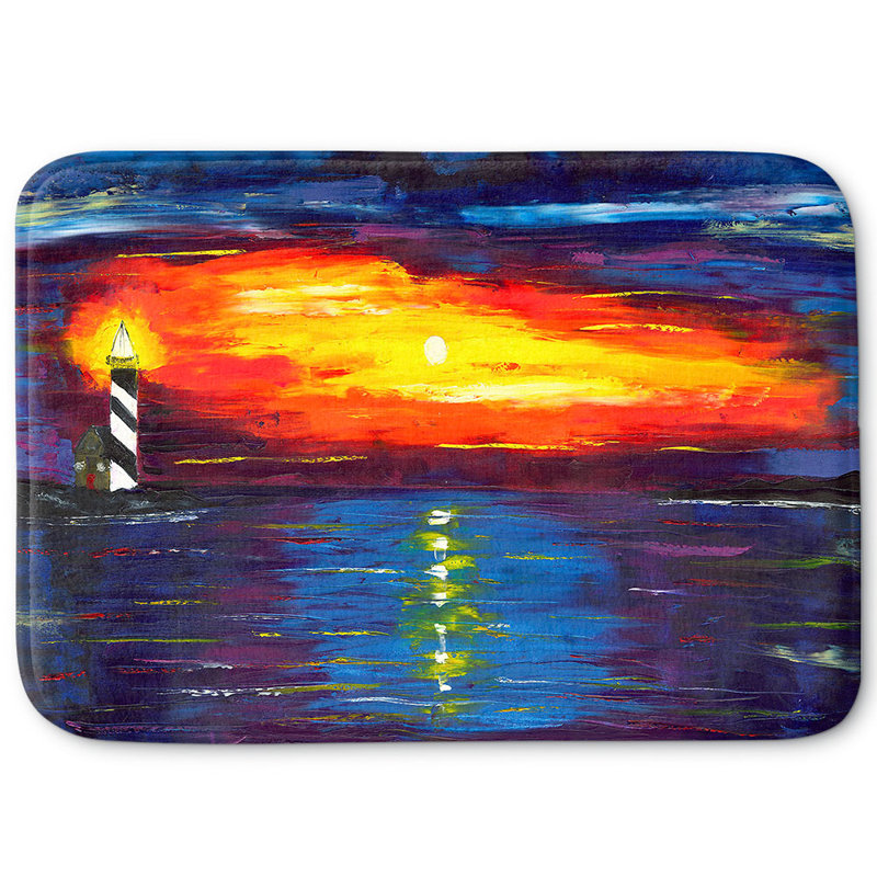 Tapis pour salle de bain à mousse mémoire coucher de soleil à phare, l 24 po x L 17 po x H 1 po