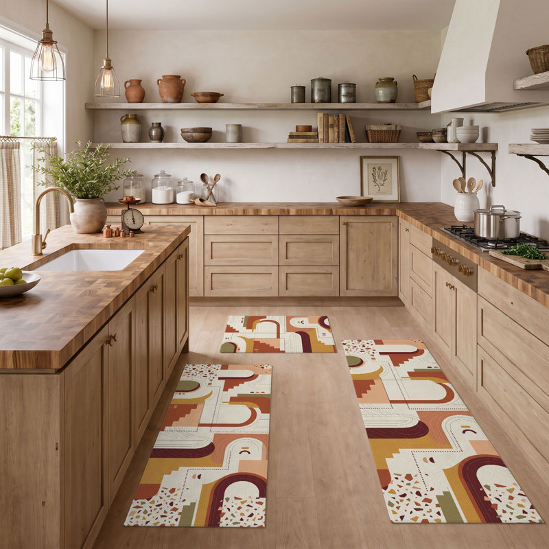 Tapis de cuisine géométriques abstraits et lavables antidérapants
