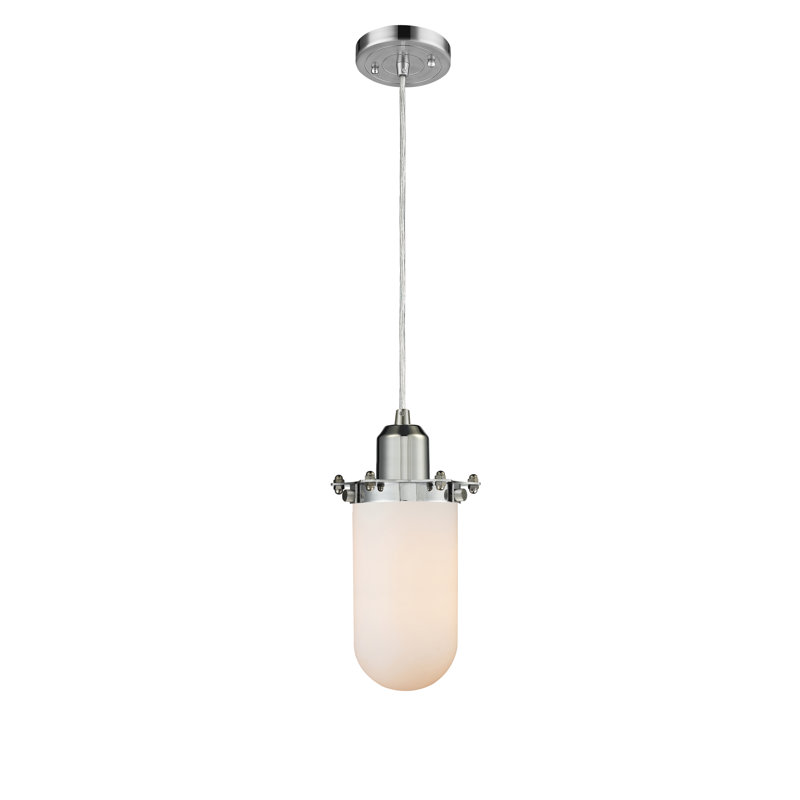 Luminaire suspendu géométrique 1 lumières simple Carrie, Blanc mat, Chrome poli