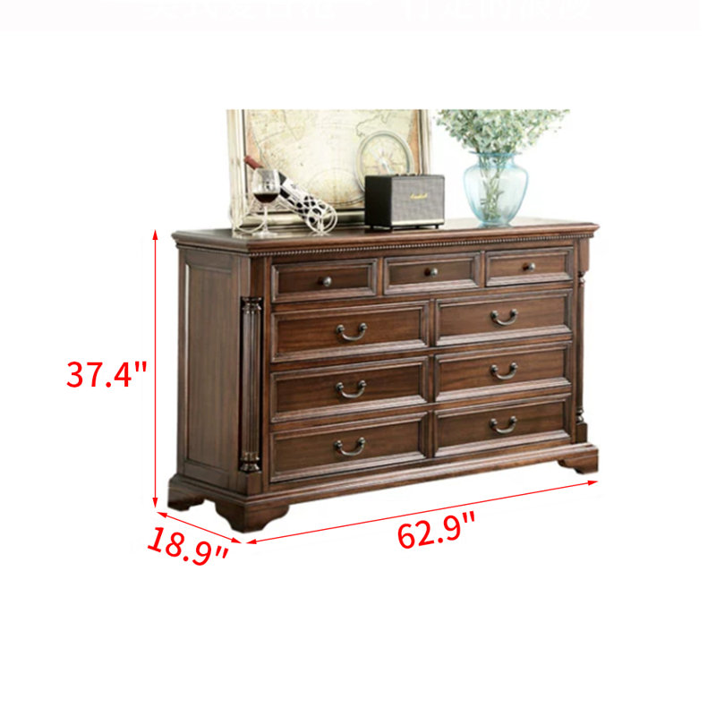 American style solid wood cabinet Walnut Solid Wood 62.9 " W Dresser
