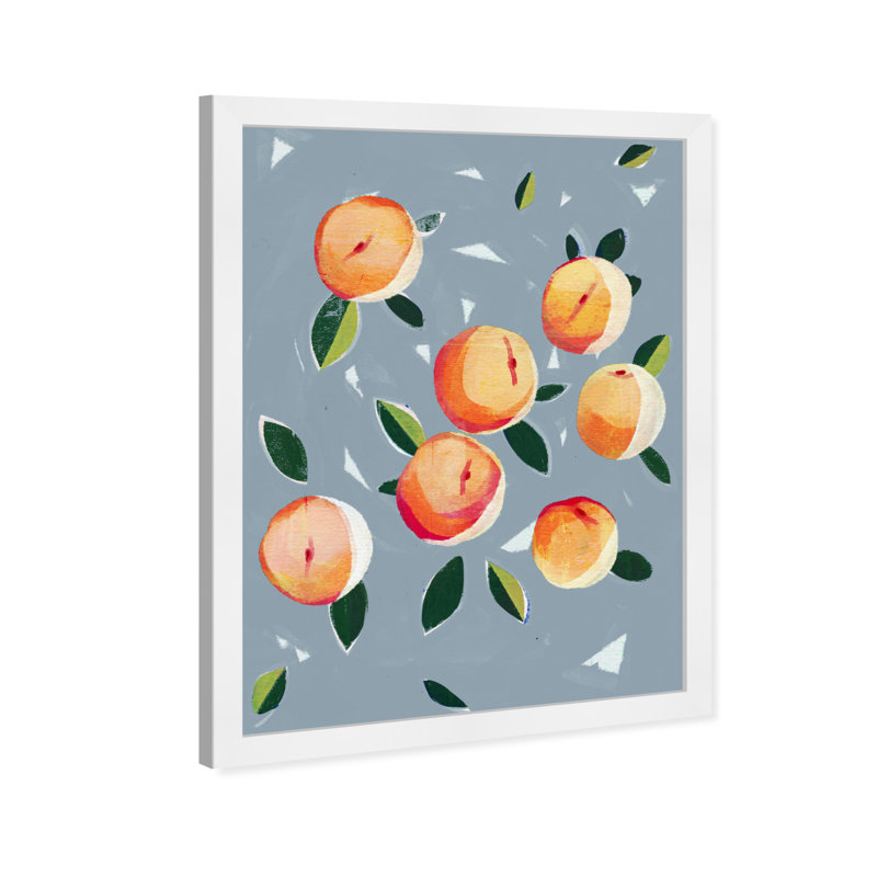 «Dusty Blue Peaches» par Oliver Gal - impression encadrée, Cadre blanc, H 38 po x l 26 po