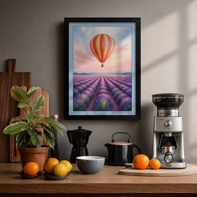 Balloon Over Lavender Boho - Framed Print