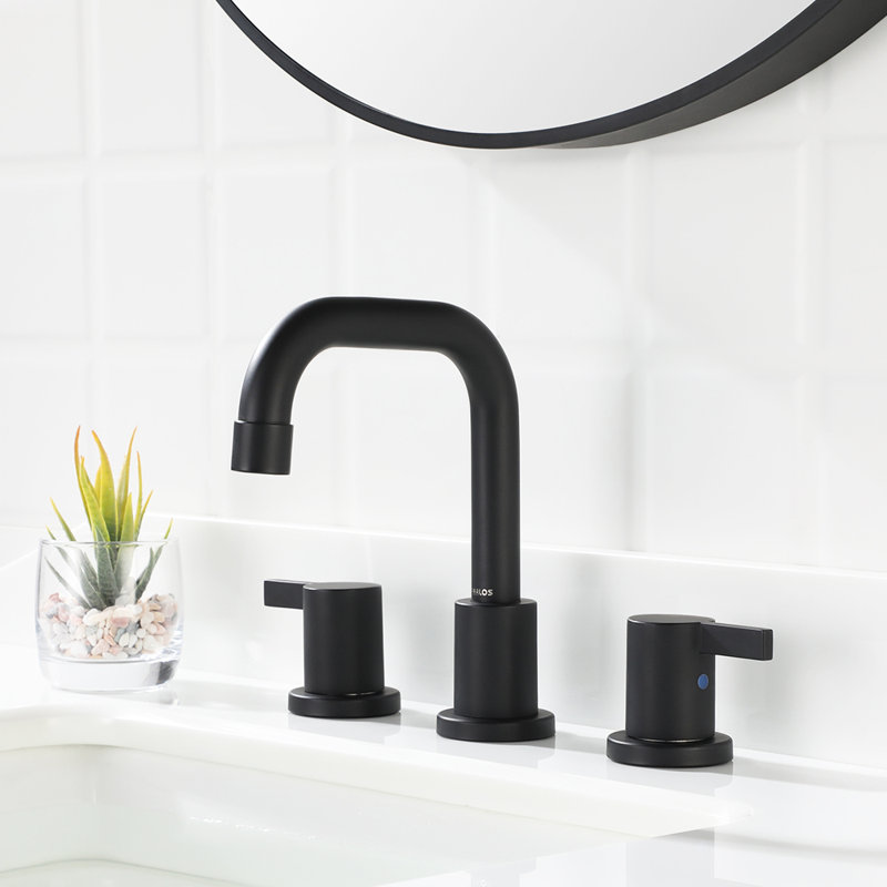 Widespread 2-handle Bathroom Faucet with Drain Assembly, Matte Black