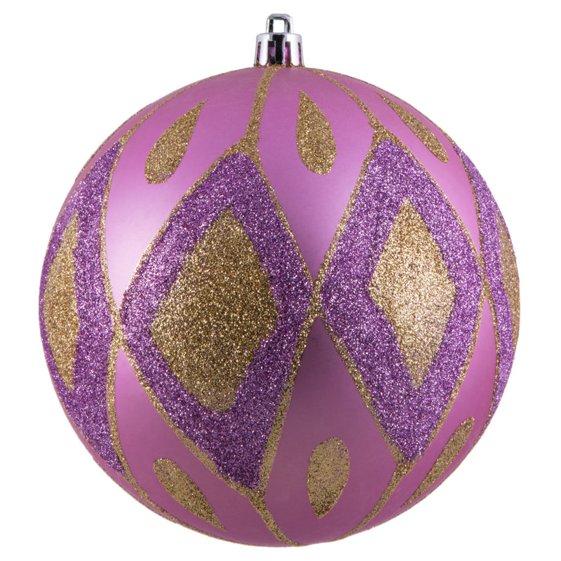 Ornement boule de diamant pailleté mat, Orchidée, H 4,75 po x l 4,75 po x P 4,75 po
