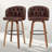 Counter Height Upholstered Swivel Bar Stools Set of 2, Modern Kitchen Island Chairs with Wide Backrest, Solid Wood Legs & Nailhead Trim-932342687-932342685