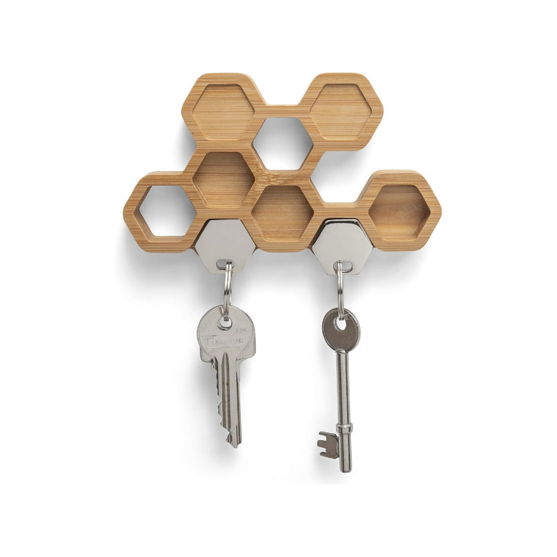 Wood Wall Organizer with Key Hooks