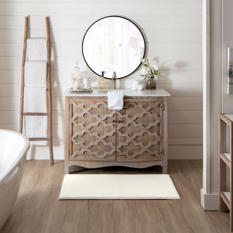 Tapis pour salle de bain Wagnon, L 27 po x L 45 po, Rosé