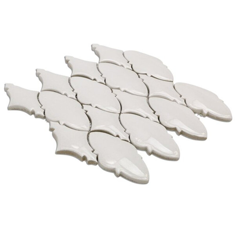 Nabi Valor 2x4 Crackled Glossy Glass Mosaic Tile, Glacier White