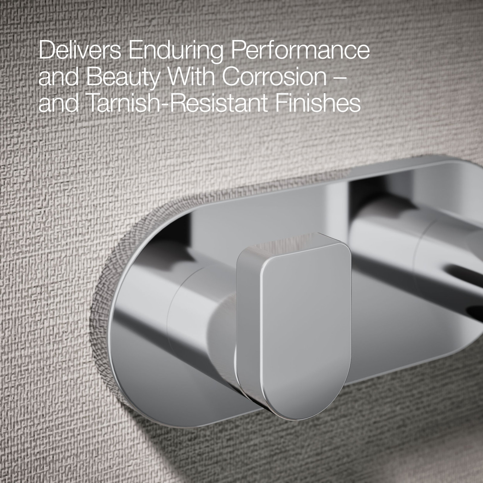 Composed Wall Mounted Double Robe Hook, Polished Chrome