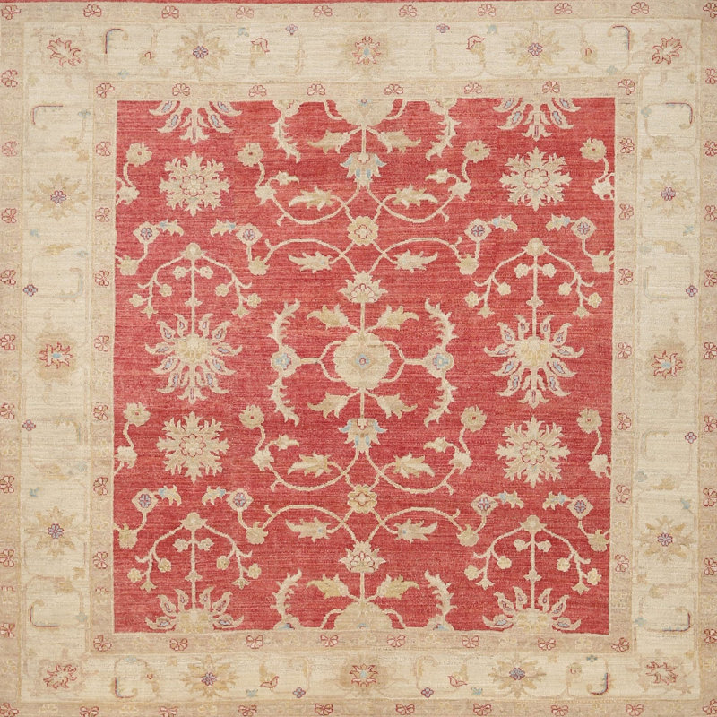 Tapis traditionnel beige / brun, Rond 7 pi