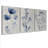 Blue Floral Botanical Canvas Wrapped Wall Art, Abstract Watercolor Print (Set of 3)-1846963383