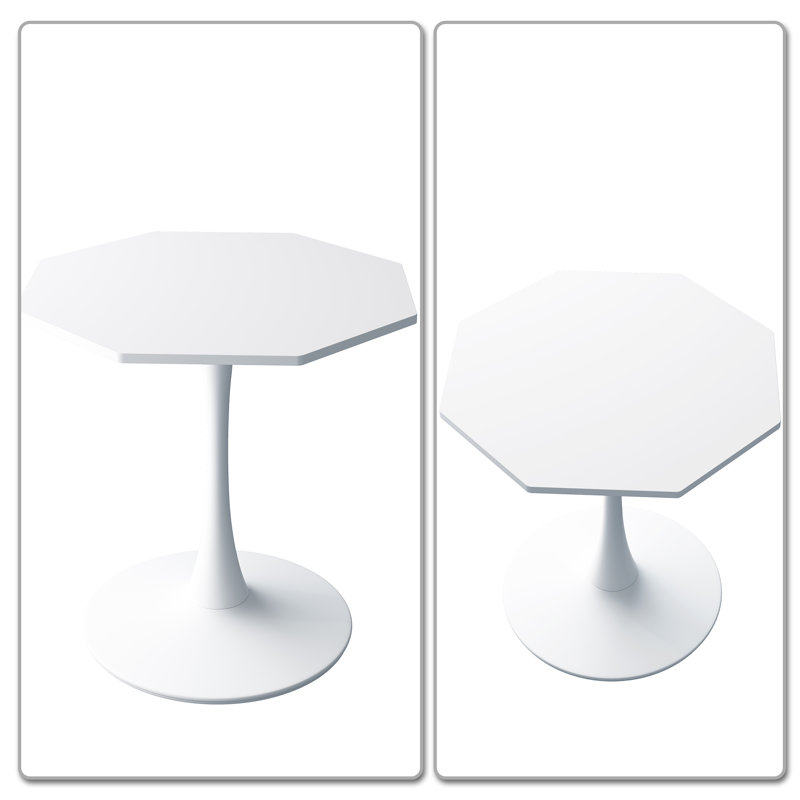Jahzara minimal design Octagonal Coffee Table with smoothly polished edges and MDF top, White