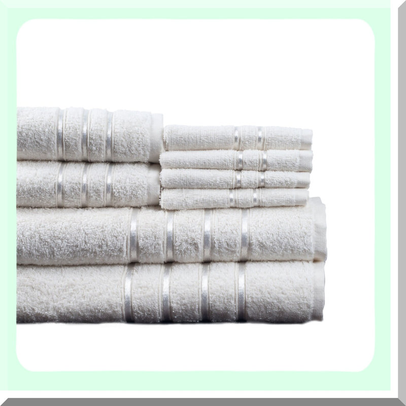 LuxSoft 8-Piece Pure Cotton Plush Bath Towel Set - White