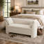 Banc de rangement moderne rembourré de 148 cm de large avec coussins, banc de chambre en chenille aux côtés incurvés pour chambre, entrée ou salon-680902900