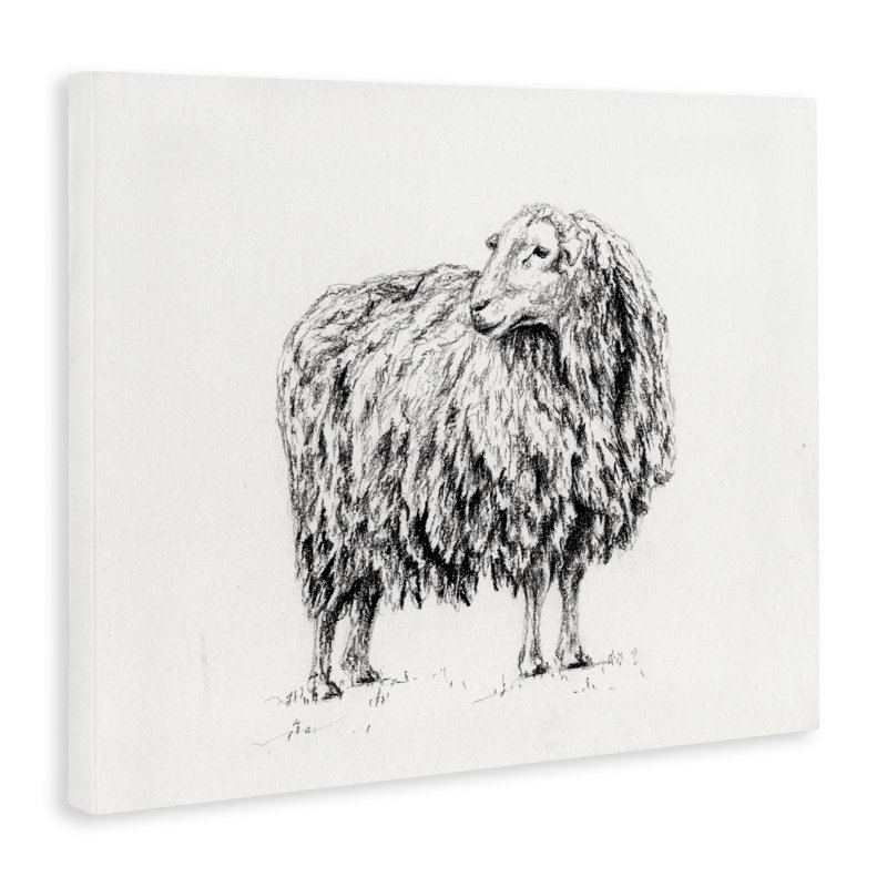 Mouton en toile gris anthracite, design par Leah Noel Art, H 24 po x l 30 po