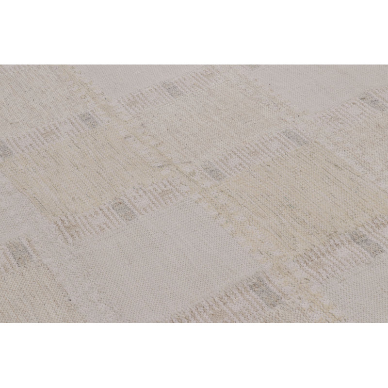 Vintage Wool Geometric Area Rug in White, Cream