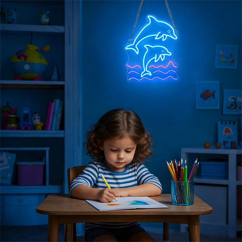 Enseigne lumineuse néon dauphin à intensité variable