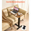 Bureau à roulettes pour ordinateur portable avec levage électrique et côté de lit mobile, table à 4 roulettes, hauteur réglable pour bureau à domicile, bois noir, réglable 29,9 46,6 po, inclinable de table 0 60, mise à niveau compacte