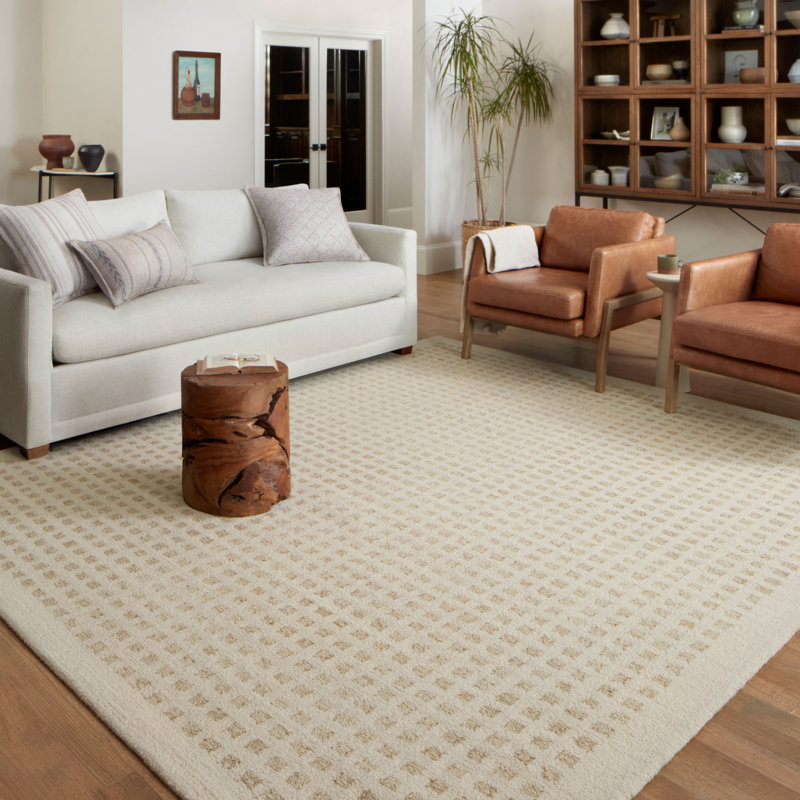 Chris Loves Julia x Loloi Polly Handmade Ivory/Natural Rug, Rectangle 9'3" x 13'