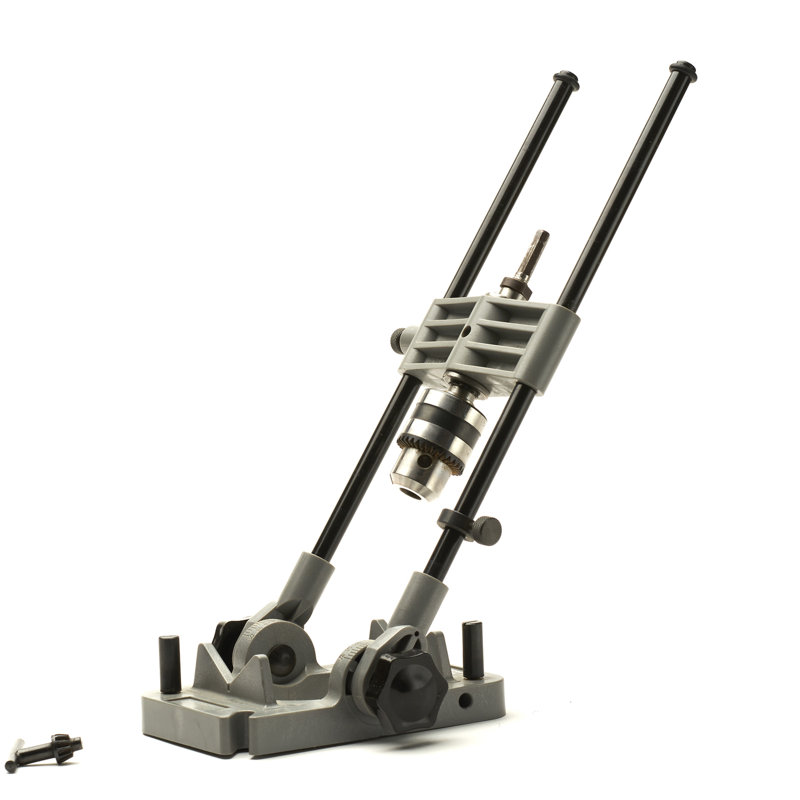Kings County Tool Portable Drill Guide Jig | Convert Hand Drilling to Drill Press | Bore Up To 45-Degree Angles | 3/8-Inch Shaft and Chuck | 5-Degree Increments | Depth Stop Included