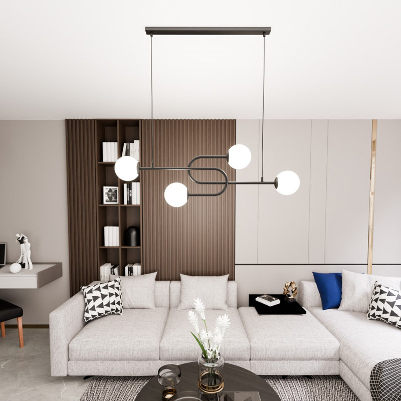 Darelene 4 - Light Matte Black Pendant, Matte Black/Opal