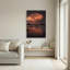 Voilier sur la rivière sous des nuages ​​d'orage orange et gris flamboyants - Tableau mural sur toile-1003207354