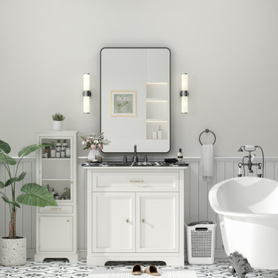 Miroir de salle de bain mural en verre trempé et métal Molly