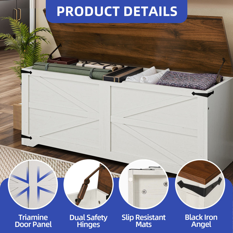 Multi-Functional Entryway Bench and Storage Chest for Homes, White