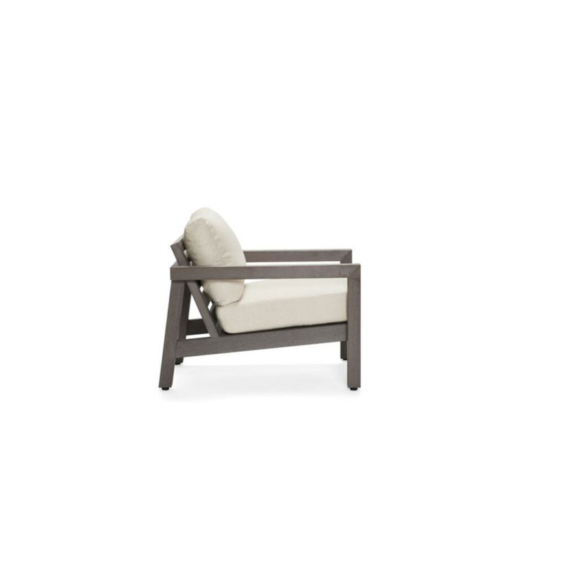 Sierra Teak Outdoor Lounge Chair, Bark, Linen Stone