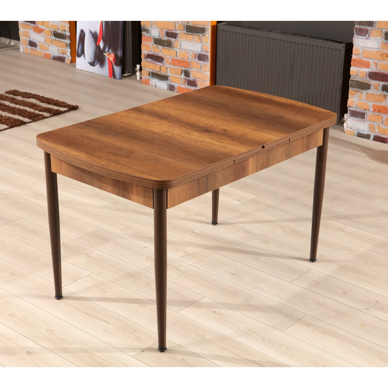 Extendable Dining Table, Walnut & Brown, 51.9 x 31.5 x 30.3 inches | 100% Melamine Coated Particle Board, Thickness: 0.7 inches | Metal Legs, Expands to 66.9 inches | Stylish & Functional for Modern Dining Spaces